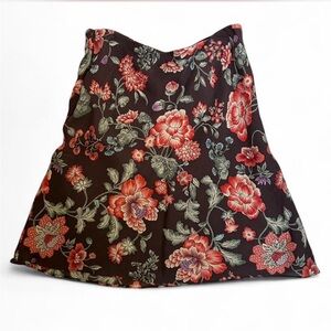 American Vintage Floral Midi Skirt in Black and Red